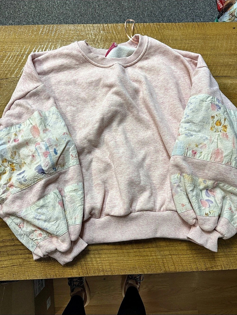 Pink Lily Floral Sleeve Sweatshirt in Pink
